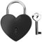 Fydun Cadenas, Serrure en Forme de Coeur en métal avec clé, Serrure en métal pour boîte à Bijoux Livre Journal de Bagages(Noir)