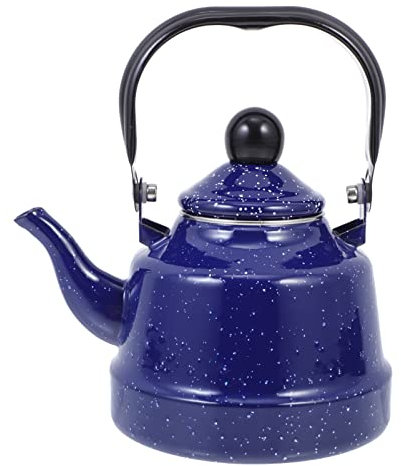 HEMOTON Enameled Tea Kettle with Handle Stovetop Tea Kettle Enamel Teapot for Home Kitchen Blue 1. 1L