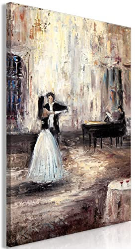 decomonkey Bilder Abstrakt Wie Gemalt 80x120 cm 1 Teilig Leinwandbilder Bild auf Leinwand Vlies Wandbild Kunstdruck Wanddeko Wand Wohnzimmer Wanddekoration Deko Kunst Modern Art Beige Menschen Tanzen