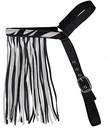 QHP Fliegenfransen Extra mit Stirn- und Kehlriemen (Minishetty, Zebra)