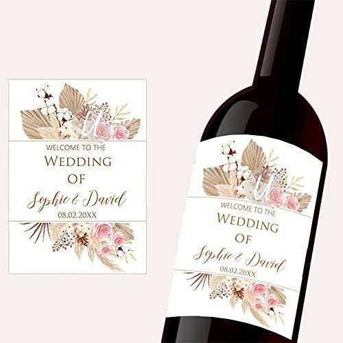 guf Autocollant d'emballage De Bouteille De Vin, étiquette Personnalisée avec Tout Texte, Décor Personnalisé pour Occasion, Baptême, Anniversaire, Baby Shower (C)