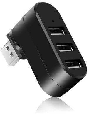 USB Port Splitter, 3 Port USB 2.0 Expander Splitter Dockingstation 180 Grad Drehbarer USB HUB Erweiterungshub für Win Laptop PS3 PC Tablet