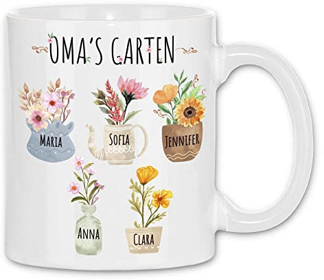 wowshirt Tasse Enkel-Kinder Anpassbare Namen Personalisiertes Geschenk für Oma Omas Garten, Farbe:White - White