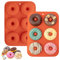 Aichoof Silikon-Donut-Form für 6 Donuts, 2er-Set, lebensmittelechte LFGB-Silikon-Bagels-Backform, antihaftbeschichtet, spülmaschinenfest, hitzebeständig und mikrowellengeeignet, Rot