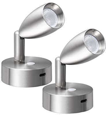 acegoo 12V Spot Leselampe mit Typ C Schnellladegerät Wohnmobil LED Dimmbar Bett Lampe, Flexible DC 24V 3200K Wandmontage, für Boot Wohnwagen Camper Van Yacht Innenbeleuchtung(Nickel gebürstetl, 2)