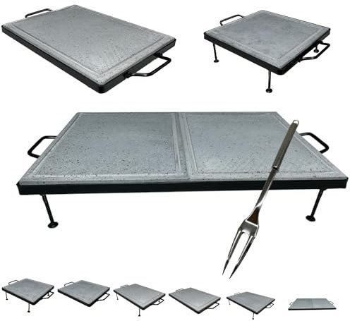 Piastra in pietra lavica con telaio bistecchiera in pietra naturale (PIETRA LAVICA, CM 40X30 CON PIEDINI)