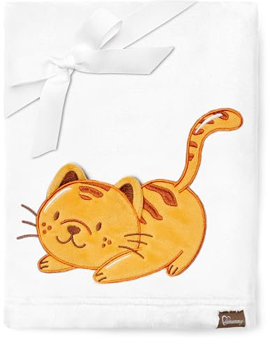 Be Mammy Warme Kuscheldecke Babydecke Blanket Baby Geschenk BE20-168 (Weiß - Katze)