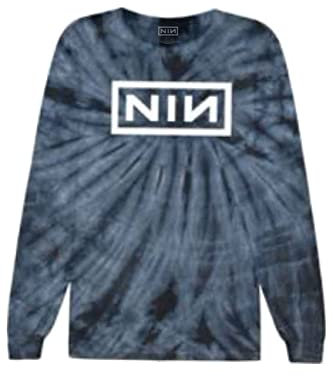 Nine Inch Nails T Shirt Band Logo Official Unisex Long Sleeve Dip Dye Blue L