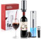 ZOYIDOUX Elektrischer weinbelüfter Set 4-in-1 Weinset mit Wiederaufladbarem Weinöffner, Wiederaufladbarem Weinbelüfter, Folienschneider und Vakuum Weinstopfen, Geschenkset für Weinliebhaber(Edelstahl)