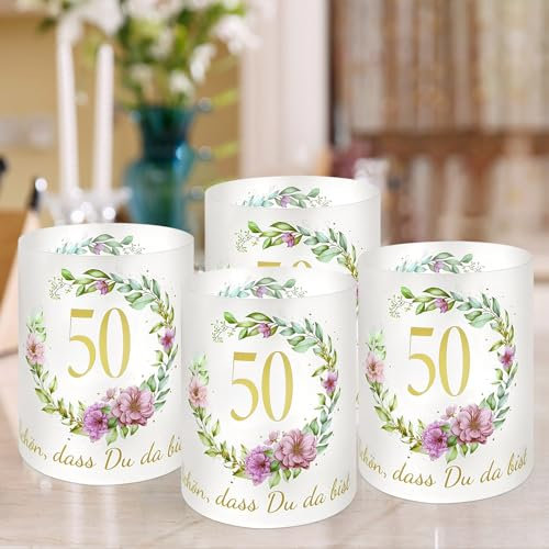 12 Windlicht Tischdeko 50 Hochzeitstag, Deko 50 Hochzeitstag Mann Frau, 50 Hochzeitstag Tischdeko, Schön DASS Du Da Bist (50 Hochzeitstag)