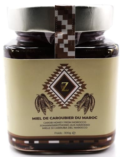 Miel de Caroubier du Maroc 300g- 100% Naturel, Récolté dans la Région de Souss Massa Draa, un miel Rare et unique