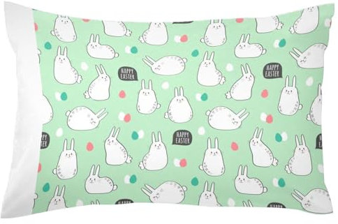 Niedliche Hasen und farbige Ostereier Kissenbezüge, 1 Packung Deko-Kissenbezüge aus weichem Samt für Couch, Sofa, Bett, Auto, Wohnzimmer, 40,6 x 61 cm
