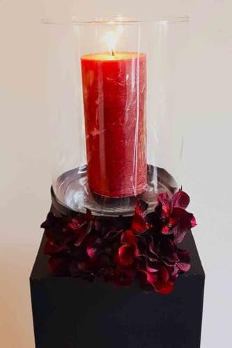 KUHEIGA Schwarze Windlichtsäule aus Metall mit Glasaufsatz H: 80cm Windlicht/Laterne