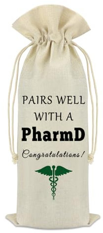 Mikela PharmD Graduation Wine Gift Bag Rx Pharmacist Graduation Gifts Medical School Graduation Gifts for PharmD Pharmacist Birthday Physicians Week Gift Graduation Party Decorative Wine Bottle Bag