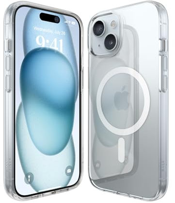 elago Cover Magnetica Trasparente Ibrida Custodia Compatibile con iPhone 15 Case (6.1), Compatibile con MagSafe, PC + TPU, Protezione di Cadute Grado Militare USA, Ingiallimento Ridotto