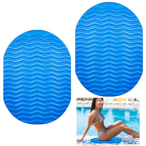 Geelin Weiches, ovales Schaumstoffkissen, Poolseitenkissen für die Seite des Pools, Sitzmatte zum Faulenzen von Schwimmbädern, 52,1 x 38,1 cm, Blau, 2 Stück