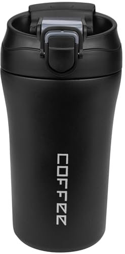Disoza 460 ml Thermobecher Kaffee to go Kaffeebecher Thermo Becher mit Deckel Termokaffeebecher Thermotasse Trinkbecher mit Deckel Thermobecher Travel Coffee Mug Kaffeebecher to go (Schwarz)