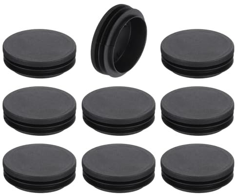 QUARKZMAN 9 Pcs Bouchon en Plastique Rond, Bouchons d'Extrémité de Tube Noirs, 58mm(2.28 Pouce) pour Pieds de Meubles, Protection de Glissement pour Chaise, Canapé, Table, Étagère