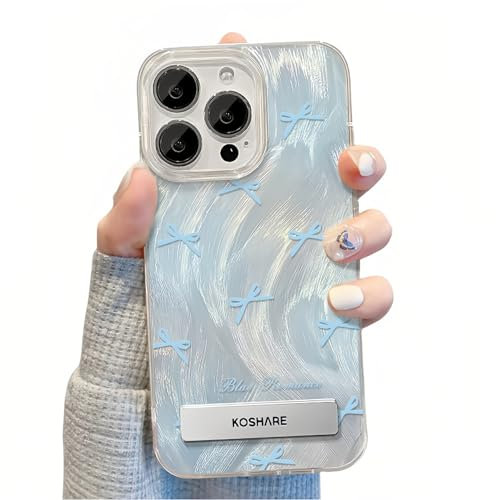 Tybiky Compatible with iPhone 13 Pro Shiny Laser Mobile Phone Case for Girls Shockproof PC Case Full Screen Arches Colour Stars Feather Yarn Case for iPhone 13 Pro Cover, Blue Arches with Stand