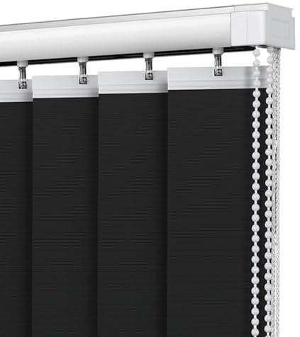 XINGWANGG Lamellenvorhang Schwarz Komplettset Vertikaljalousie Vertikalanlage Schiebevorhang Raumverdunkelnd Lichtdurchlässig Tür Fenster Lamellen Rollo,Breite x Höhe (90cm x 120cm)
