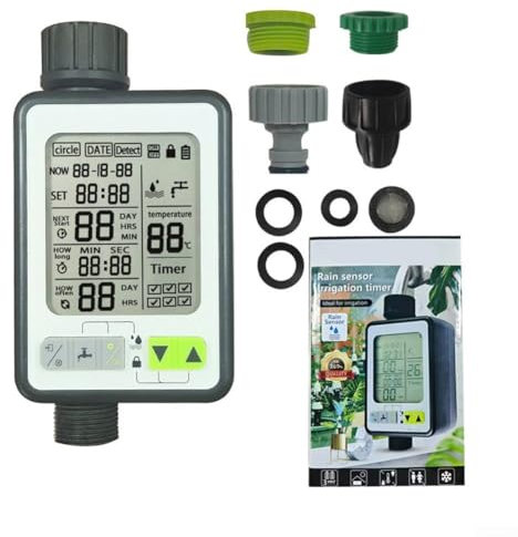 Temporizador de riego programable, sensor de lluvia, riego inteligente