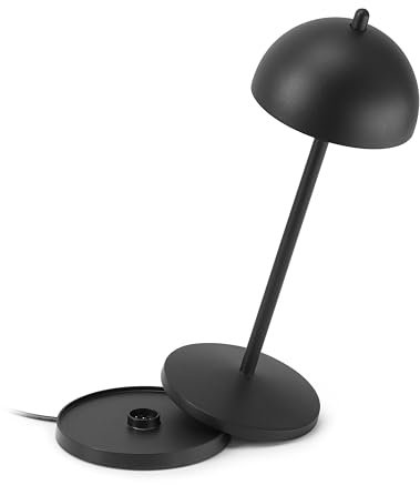 LA VILLE LUMIÈRE LVL EvaG Lampada da Tavolo Ricaricabile Senza Fili - Lampada LED Touch Dimmerabile da Interno/Esterno IP65 - Temp. Luce da 2200 a 3000K, Lunga Durata, Alluminio, Nero