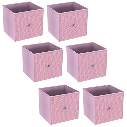 URBNLIVING Set of 1/4/6 Foldable 27cm Woven Fabric Storage Cube Box Drawer Insert Basket with Handle - Multi Colourful Collapsible Toy Arts & Crafts Bins, Durable and Lightweight for Home Office