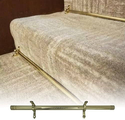 Teppichstangen Treppenstangen-Set zur Verhinderung Des Verrutschens von Teppichen, Treppenteppich-Clips aus Hellem Messing mit Hohler Stange, Stabile Treppendekoration für Zuhause / Bibliothek(90cm/36