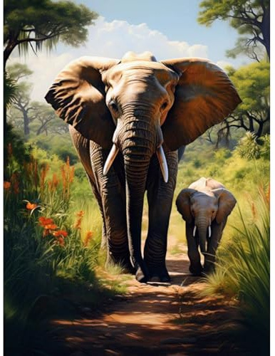 ZEELANNA Diamond Painting Erwachsene Diamond Painting Diamant Painting Bilder DIY Diamant Malerei Bilder für Home 30x40cm Landschaft (Elefant)