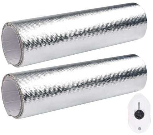 HTTYHT 2 Piezas Placa Aluminio de Protección Térmica 1mm Grosor Soporte Adhesivo Lámina de Fibra Vidrio de Aluminio Práctico Escudo Térmico 50 X 100 cm Estera de Protección Térmica Aluminizada 1000 °C