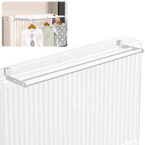 ACAREY Handtuchhalter für Heizkörper - Wäscheständer Heizung Weiß mit 2 Reihen - Wäschetrocknung