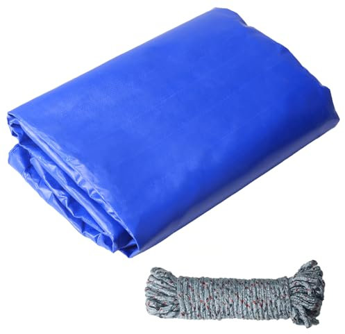 COEWUR Lona Impermeable Exterior 420 g/m² Lona de Protección con Ojales y 10m Cuerda 2 x 3m Lonas Resistente a Los Rayos UV para Piscina Coche Barco Madera Muebles de Jardín (Azul)