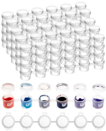 120 PCS Paint Containers with Lids, 20 Strips Paint Containers Acrylic Paint Storage Transparent Paint Pots 3ml/ 0.1 Oz Empty Paint Pots with Lids for Craft Paint Storage Classrooms Schools Painting