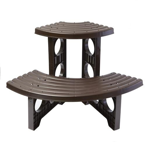 Coopers of Stortford - 2-Tier Corner Plant Stand - Compact Flower & Herb Display - Ideal for Small Patios & Balconies - Weatherproof, Wipe-Clean Plastic - Easy Assembly & Maintenance