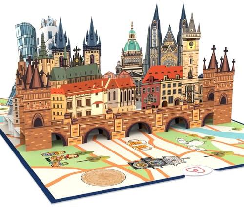 papercrush® Pop Up Karte Prag - Besondere Geburtstagskarte oder Geldgeschenk für Reisekasse, 3D Geschenkkarte oder Hotelgutschein zum Geburtstag, Reisegutschein Prag für einen Städtetrip für 2