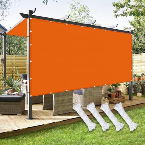 Voile d'ombrage Pare-Soleil 3 x 5 m Protection Solaire avec Cordons Tissu Ombrage Pergola Toile Ombrage Auvent avec Oeillets pour Extérieur/Terrasse/Jardin, Orange