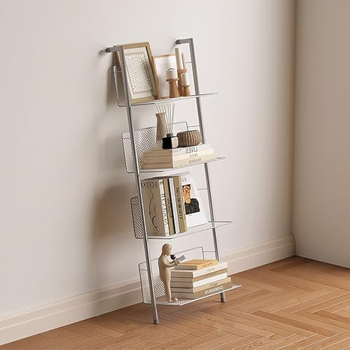 Modernes Leiter-Bücherregal mit Aufbewahrungsregalen, Mehrzweck-Eckregal für Badezimmer, Schlafzimmer und Wohnzimmer, 78,7 cm Höhe