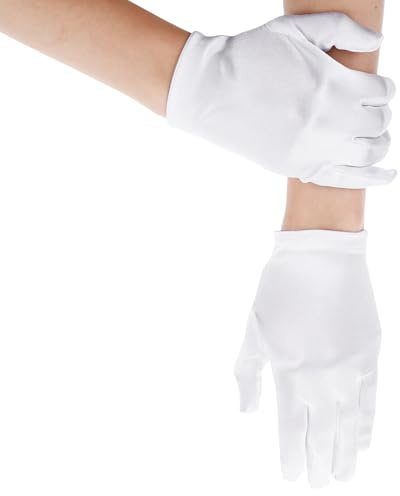 HaiFafafaing Baumwollhandschuhe Kinder Weiße Handschuhe Kommunion Handschuhe für Mädchen für Erstkommunion Geburtstag Festzug Urlaub Maskerade Halloween