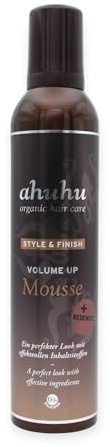 ahuhu organic hair care Volume Up! Mousse + Redensyl 300ml I Schaumfestiger mit Bio-Arganöl I für Volumen, Glanz & geschmeidiges Haar