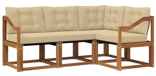 vidaXL Outdoor-Sofagarnitur 4 STK. Natur und Beige