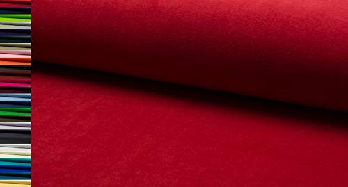 StoffBook EDEL BAUMWOLLE STRETCH SAMTSTOFF NICKISAMT STOFF STOFFE (Rot)