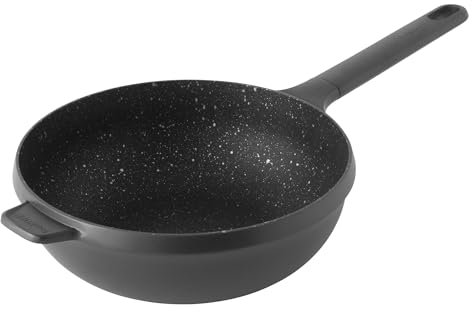 Berghoff Gem - Padella antiaderente a induzione, con bordo alto, 24 cm, colore: Nero