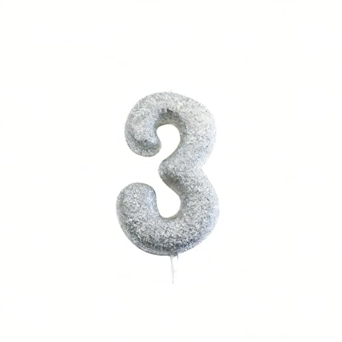Anniversary House Metallic Silber Glitzer Kerze Zahl 3 3. Geburtstag Tortenaufsatz 7 cm AHC40/3
