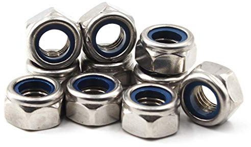 M10 Tuerca de seguridad hexagonal métrica 304 Inserto de nylon de acero inoxidable (20 piezas)
