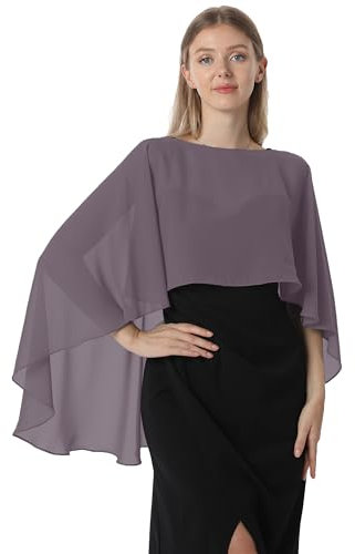 Hotshawl Capelets für Damen, Chiffon-Umhang, Schals und Wickeltücher für Abendkleid, Hochzeit, Umhänge, steingrau, Einheitsgröße