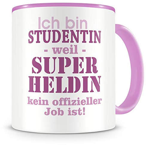 Samunshi® Ich bin Studentin Tasse Beruf Geschenk Kaffeetasse Teetasse Kaffeepott Kaffeebecher Becher rosa