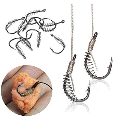 10PCS High Steel Spring Hook Barbed Swivel Carp Jig Fly Fishing Hooks with Hole for Fishing Tackle Accessories
