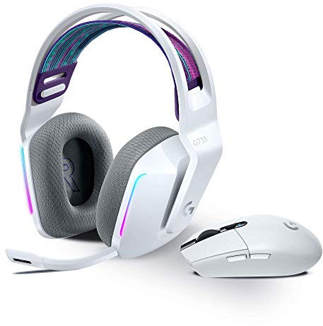 Logitech G305 Lightspeed Mouse Gaming Wireless, Bianco + Logitech G733 Lightspeed Cuffia Wireless con Microfono Gaming