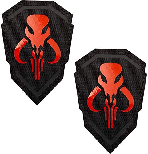 Reflektierender Mythosaurier-Aufnäher – IR Infrarot Mandalorian Tactical Military Moral Emblem Patches mit Klettverschluss Rückseite 9,5 x 6,5 cm