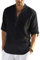 COOFANDY Men's Cotton Linen Henley Shirt Long Sleeve Hippie Casual Beach T Shirts Black